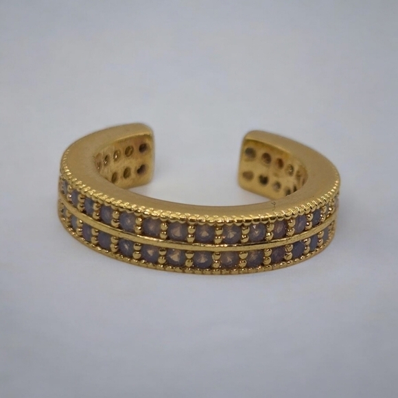 Melania Clara Gold Pave Crystal Double Band Ear Cuff - Picture 1 of 2